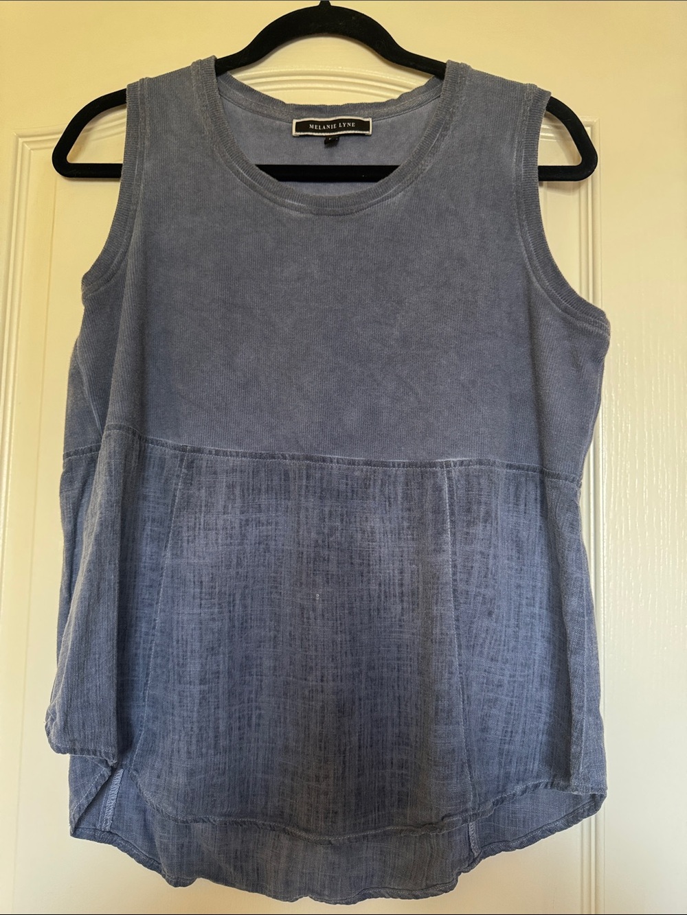 🌿 Melanie Lyne Sleeveless Mixed Media Top | Size Large